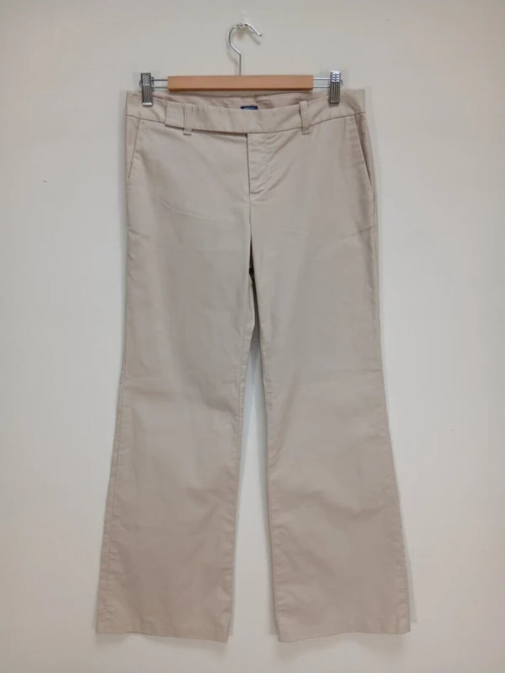 GAP Stretch Women's Wide Leg Chino Trousers Size  10 Beige Cotton